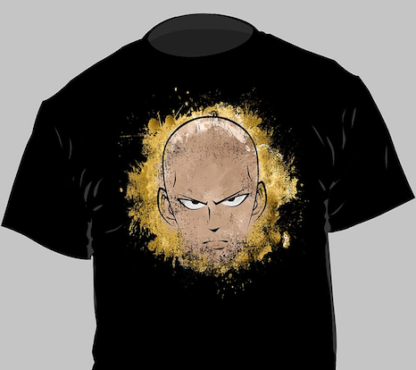 T-shirt One Punch Man – Saitama Sérieux – Fond Noir – M