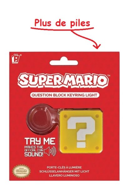 Porte-clefs lumineux – Nintendo – Question Block – Plus de Piles – prix special – 4 cm