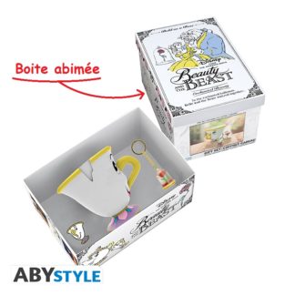 ABYSTYLE Produit abîmé – Gift Pack Premium – La Belle et la Bête – Mug 3D + Porte-clef 3D + Pin’s « Zip & Rose » – 19 cm