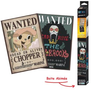 Set 2 Chibi Poster – One Piece – Wanted Brook & Chopper – Boite Abimée