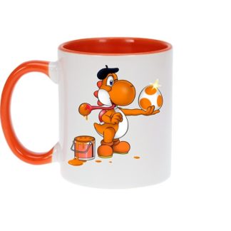 Mug – okiWoki – Peinture fraîche – Yoshi Orange – Nintendo – Fond Orange