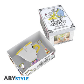 Gift Pack Premium – La Belle et la Bête – Mug 3D + Porte-clef 3D + Pin’s « Zip & Rose » – 19 cm