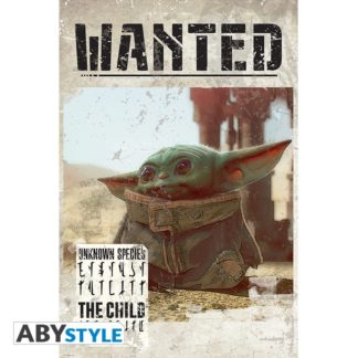 Poster – Star Wars – The Mandalorian  Bébé Yoda Wanted – roulé filmé (91.5×61)