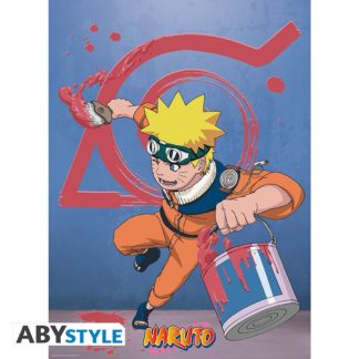 Poster – Naruto –  » Naruto & emblème Konoha » (52×38)