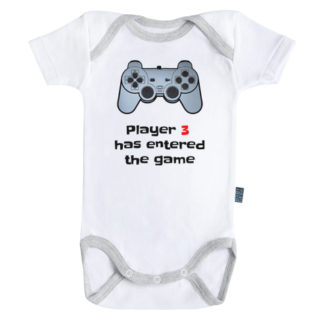 Body Bébé manches courtes – Joueur 3 est rentré dans le jeu – Playstation – Enfant – 3 – 6 mois