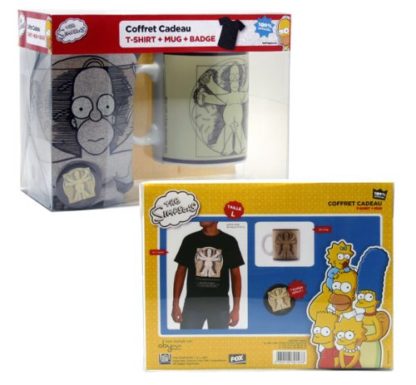 Mug + T-shirt + Badge Simpsons – Homer Da Vinci – L
