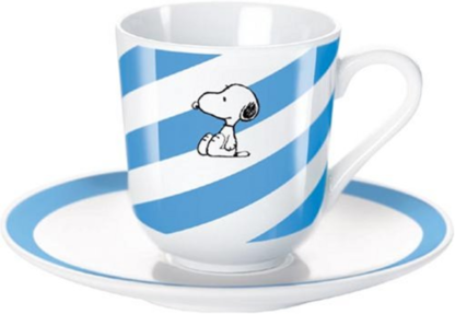 Tasse Expresso + Sous-tasse – Snoopy fond Rayé Bleu