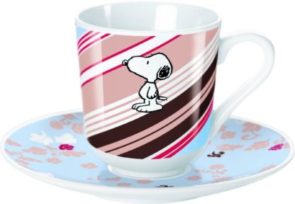 Tasse Expresso + Sous-tasse – Snoopy fond rayé
