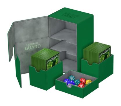Ultimate Guard – Boîte pour cartes Twin Flip´n´Tray Deck Case 160+ taille standard XenoSkin Vert – 176 cm
