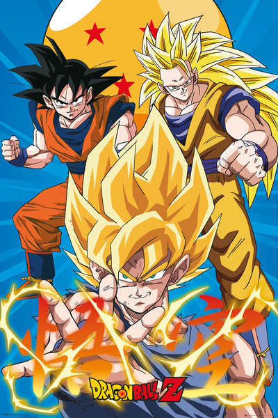 Poster – Dragon Ball Z – 3 Gokus Evo –  roulé filmé – 61 cm