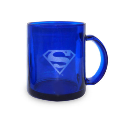Mug transparent bleu – Superman – Logo
