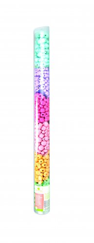 Tube perles bois couleurs pastels en presentoir (fr-de-it)