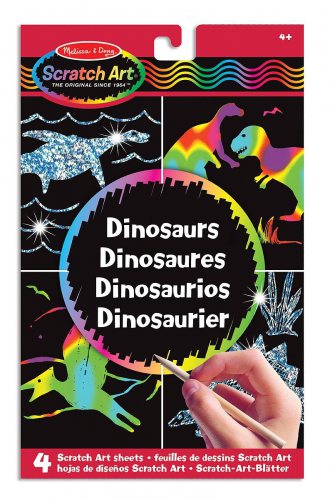 Scratch art – pochette dinosaures (fr-de-en-es)