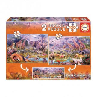 Animaux sauvages 2×100 pcs puzzle panoramique