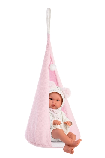 Bébé avec tente suspendu rose 35cm SV
