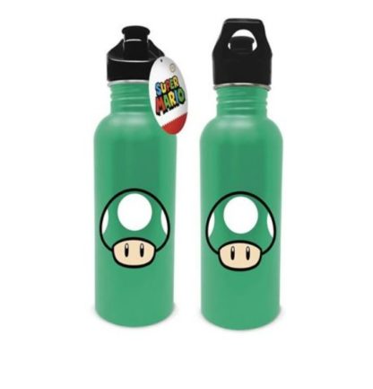 Bouteille de sport – Inox – Verte – Champignon 1up – Super Mario – 700 ml