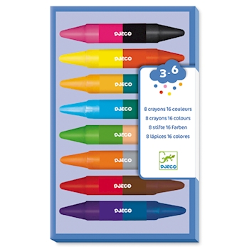 8 Crayons doubles (16 couleurs) Djeco