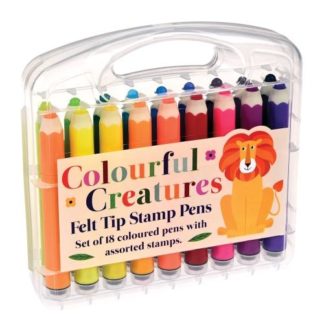 Felt Tip Stamp Pens set of 18 Colourful Creatures