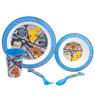 Set de Vaisselle Enfant – Attrapez-les Tous – Pokemon – Assiettes, Couverts et Verre – 23.5 cm – Unisexe – 600 ml