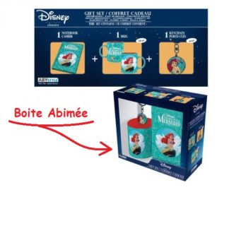 ABYSTYLE Produit abîmé – Gift Pack Disney – Mug 320ml + Porte-clés + Cahier « Petite Sirène »