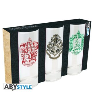 ABYSTYLE Set de 3 verres – Poudlard, Gryffondor et Serpentard – Harry Potter – 290 ml