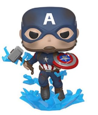 Funko Captain America w/Broken Shield et Mjolnir  – Avengers: Endgames (573) – POP Marvel  – 9 cm