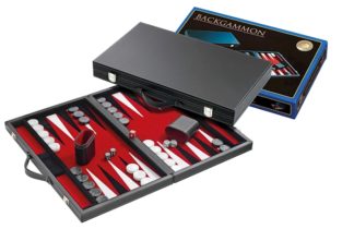 Philos Backgammon rouge, grand, similicuir **