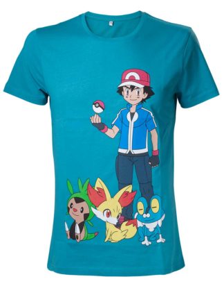T-shirt Bioworld – Pokemon – Sasha & Starters – L
