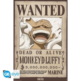 Poster – Wanted Luffy Wano – One Piece – roulé filmé – 91.5 cm