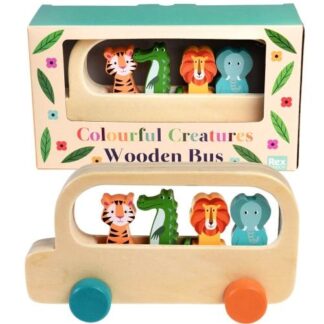 Rex London Wooden Bus Toy Colourful Creatures